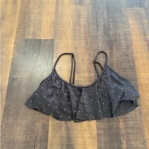 Amuse Society Ruffle Bikini Top Black Studded Flounce Size Medium